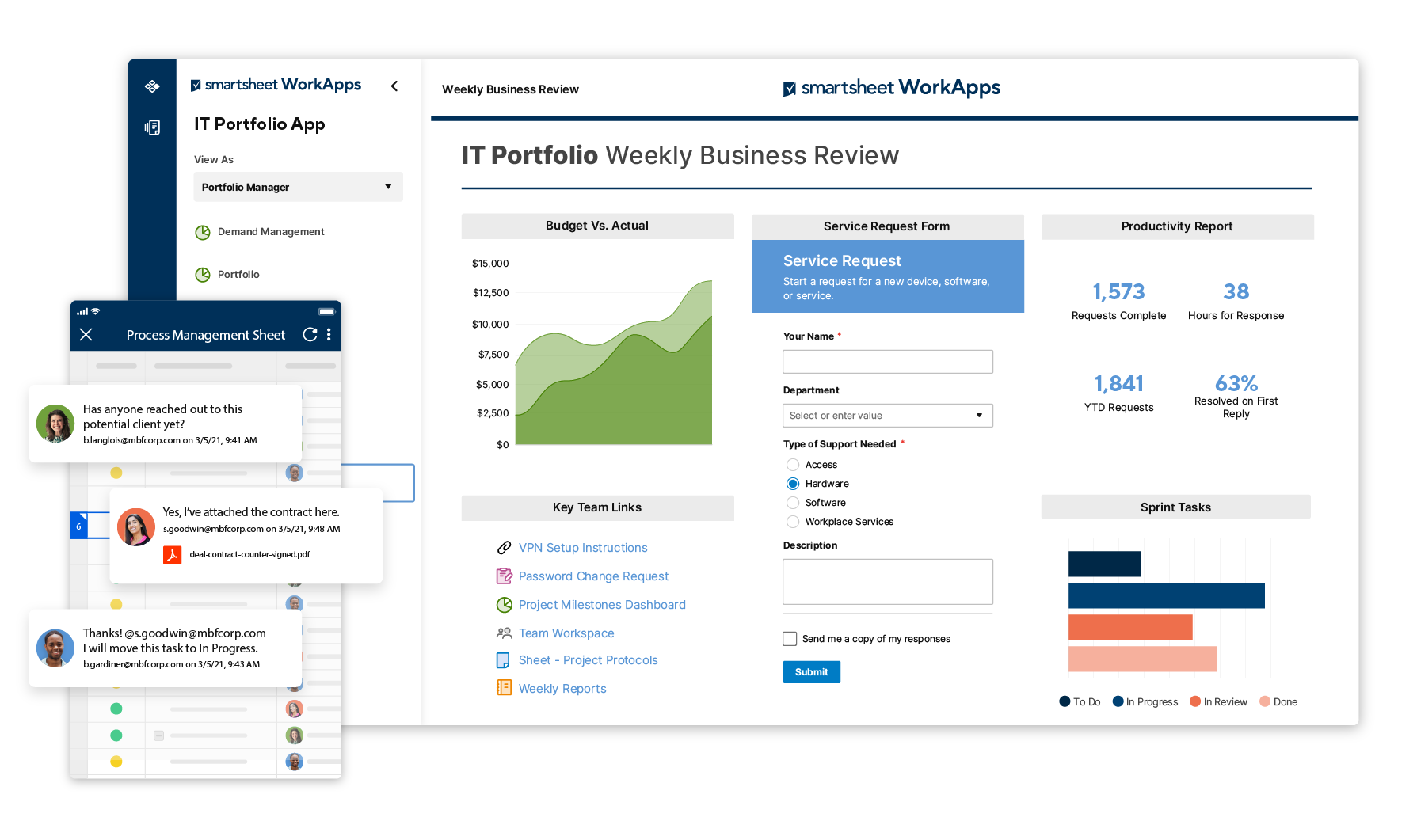 Smartsheet WorkApps Product Screen