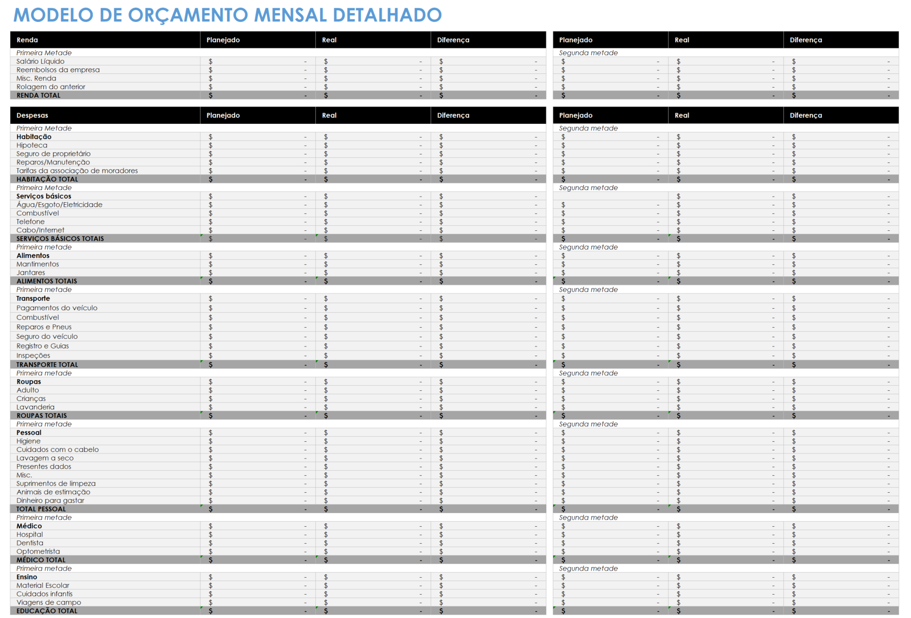 orçamento glbl modelo