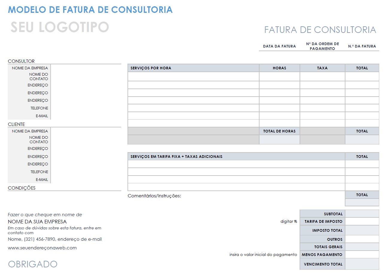  modelo de fatura de consultoria