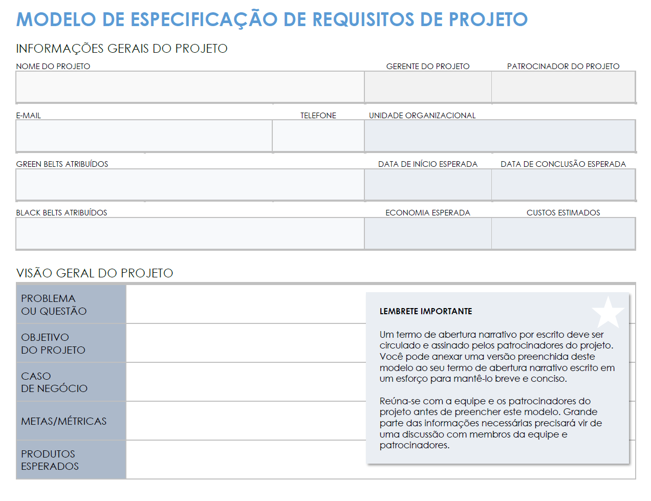 modelo de especificação de requisitos do projeto