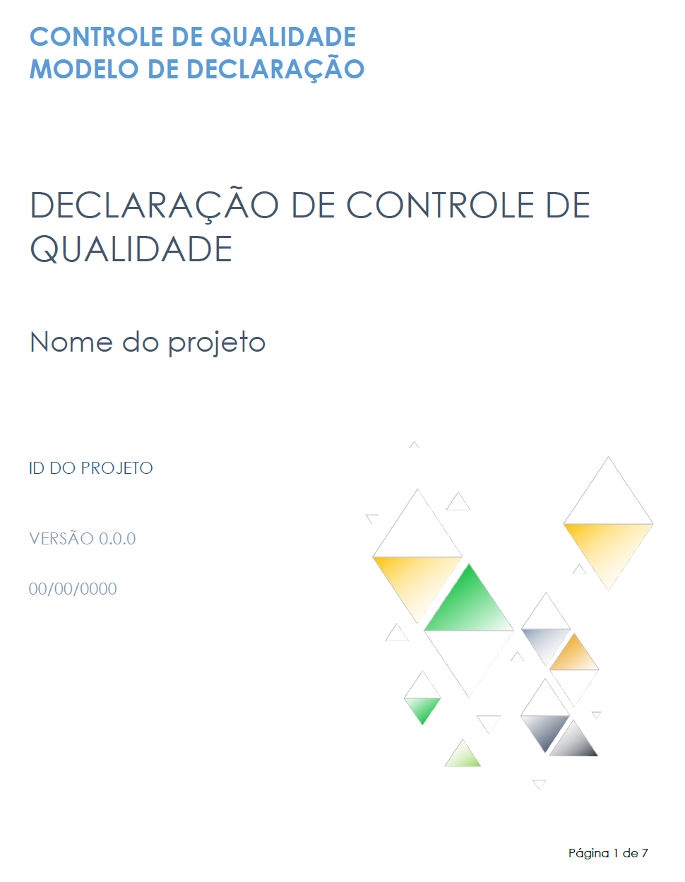 modelo de declaração de controle de qualidade