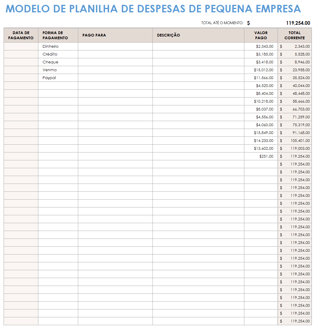  modelo de planilha de despesas para pequenas empresas