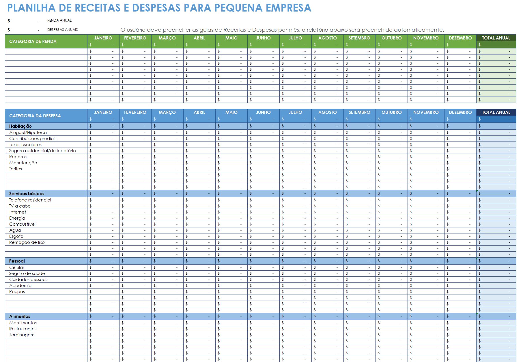 modelo de planilha para receitas e despesas para pequenas empresas