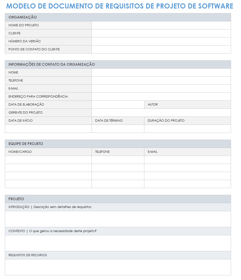  modelo de documento de requisitos de projeto de software