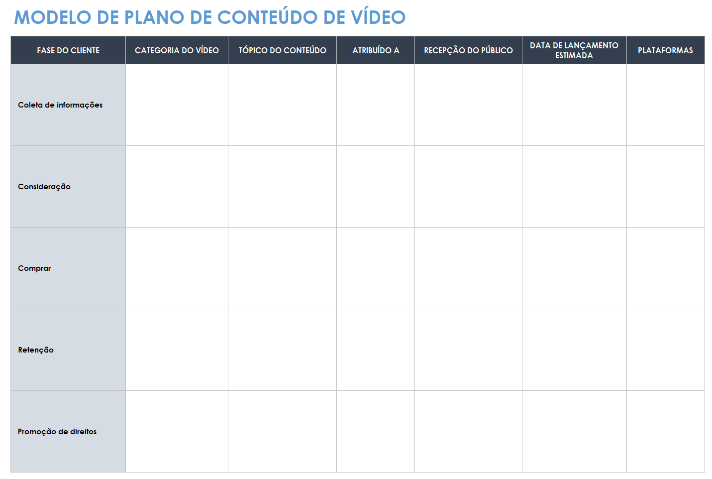  modelo de plano de conteúdo de vídeo