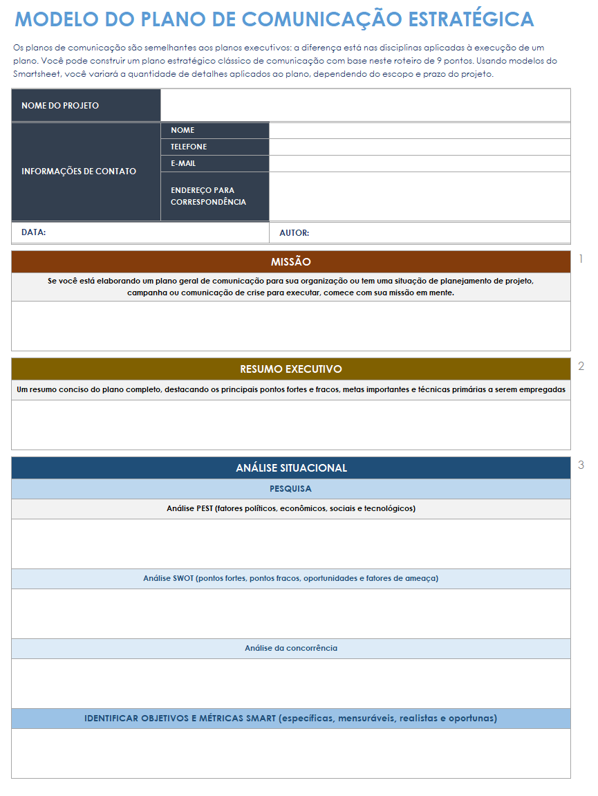 modelo de plano de comunicação estratégica