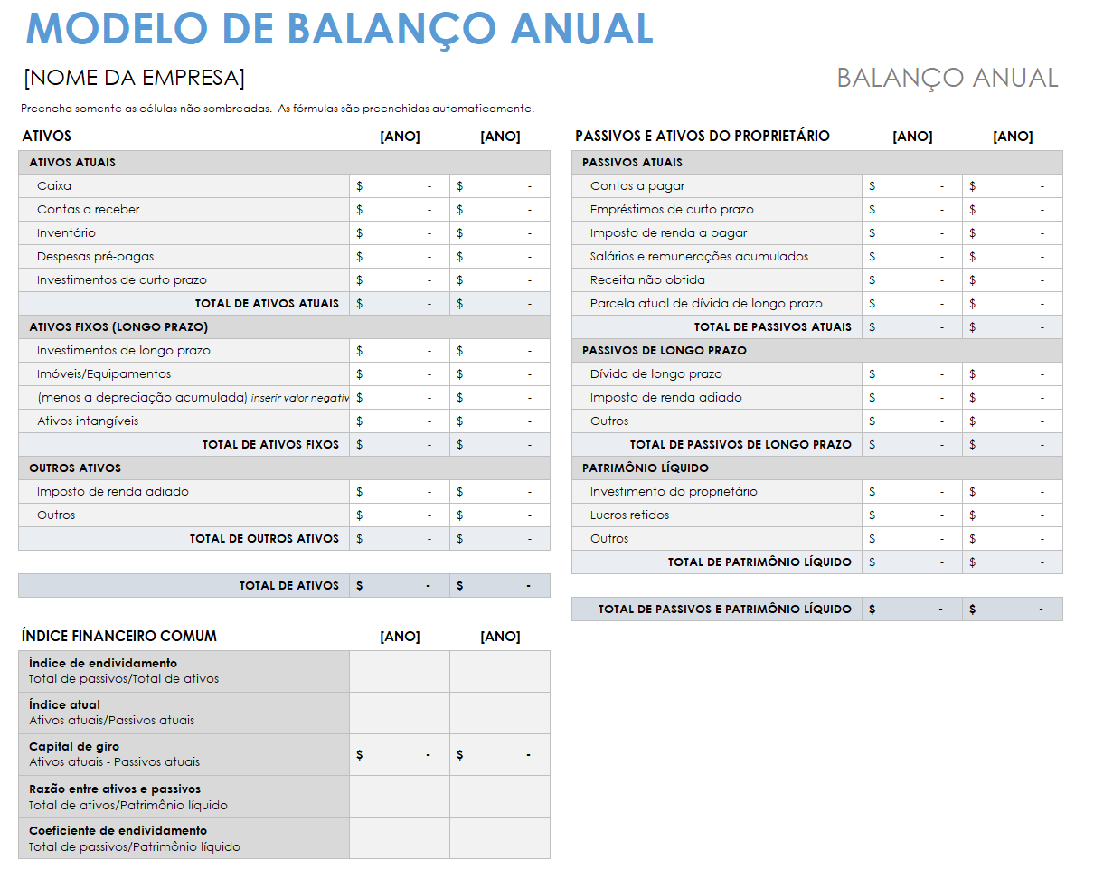 modelo de balanço anual
