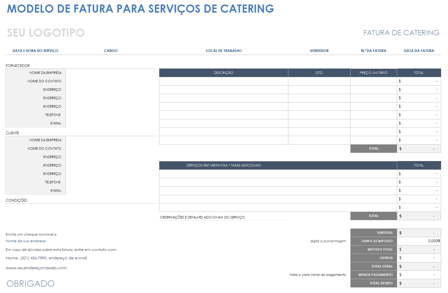 Fatura de catering