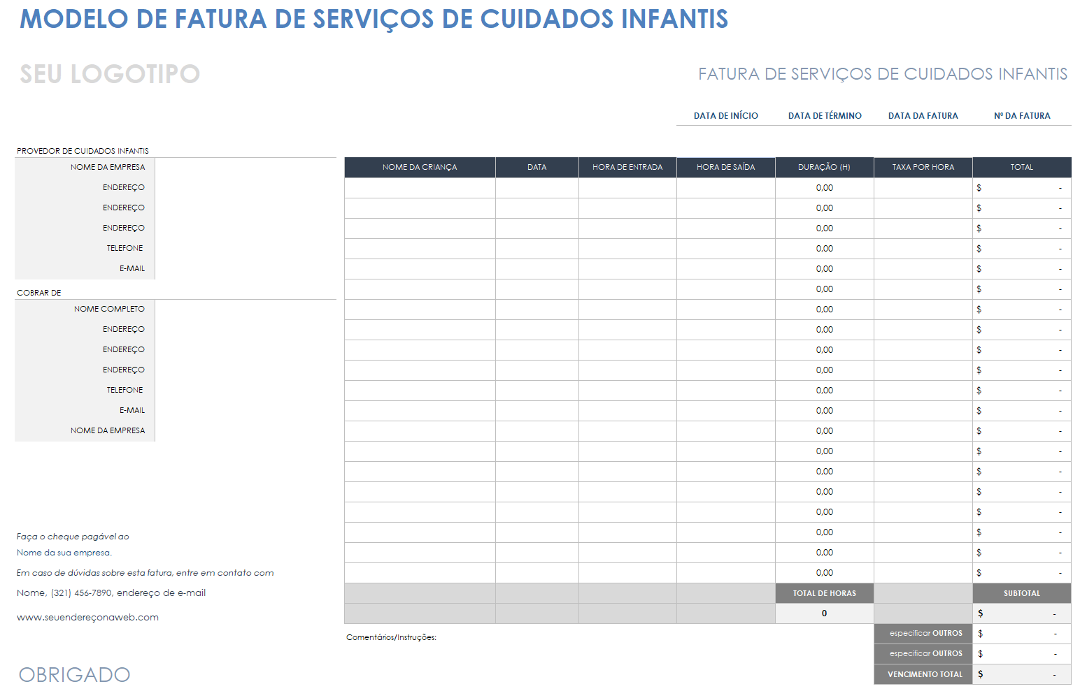 Fatura de assistência infantil