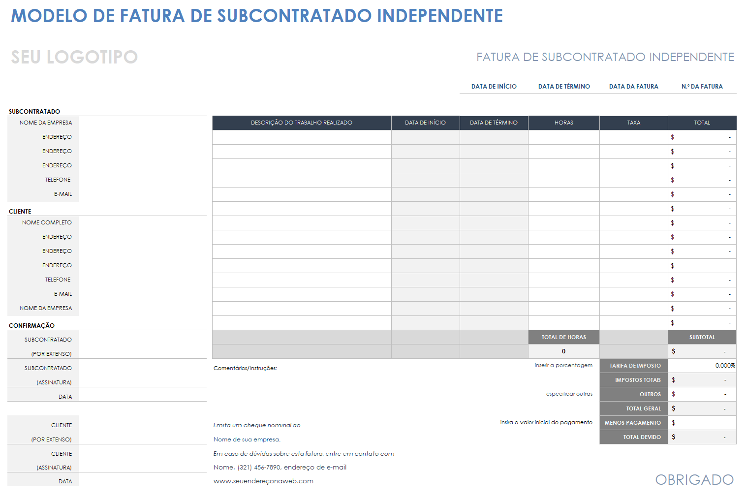 Fatura de contratante independente