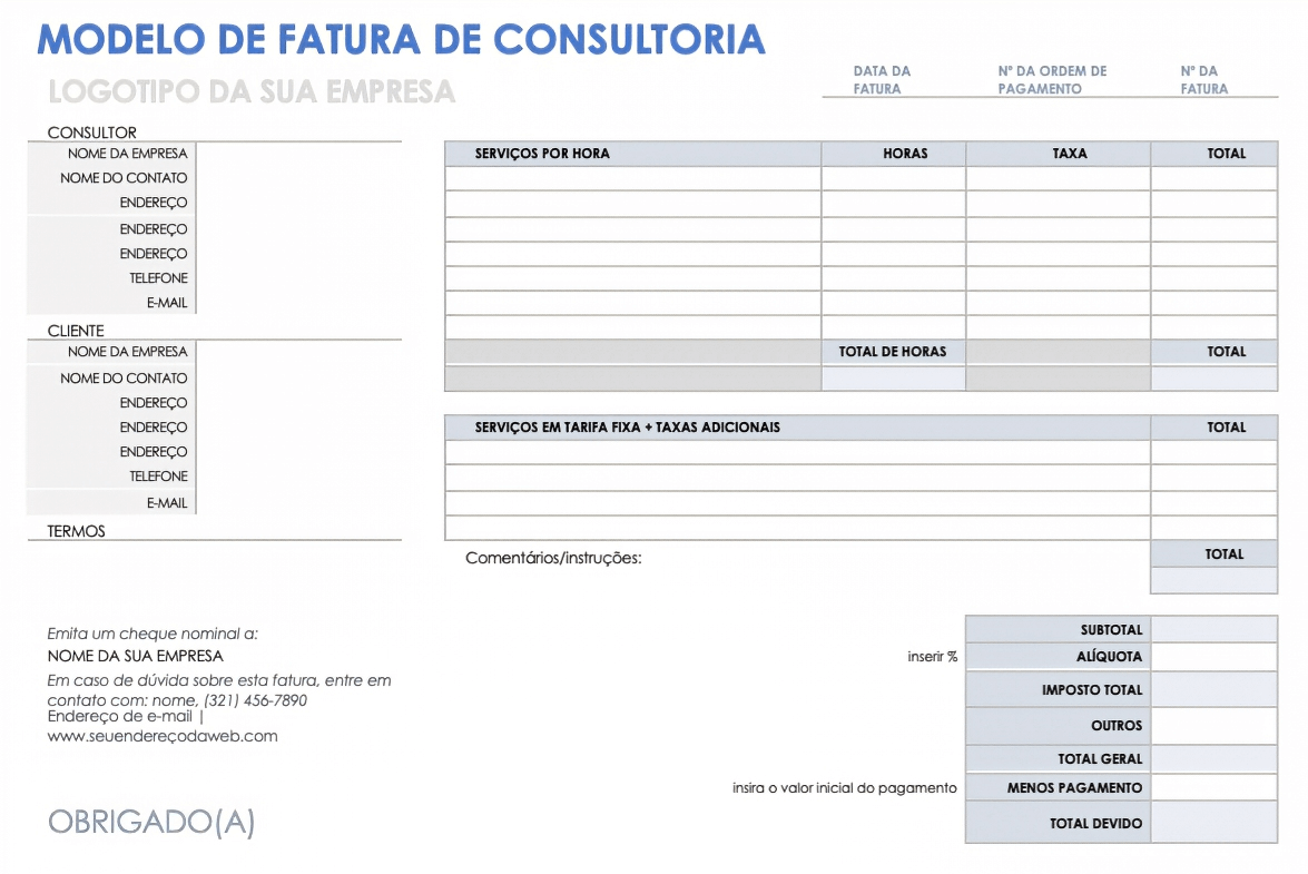  Modelo de fatura de consultoria