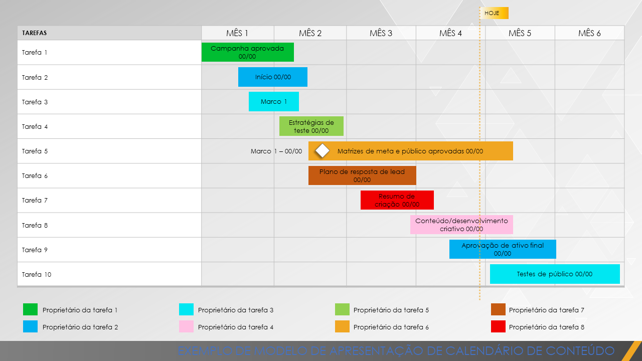 exemplo de apresentação de calendário de conteúdo