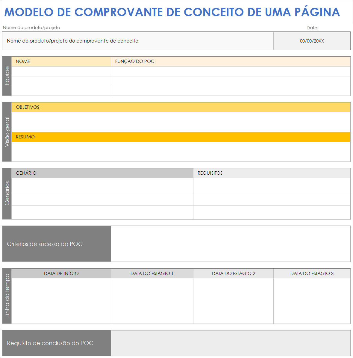  Modelo POC de prova de conceito de uma página