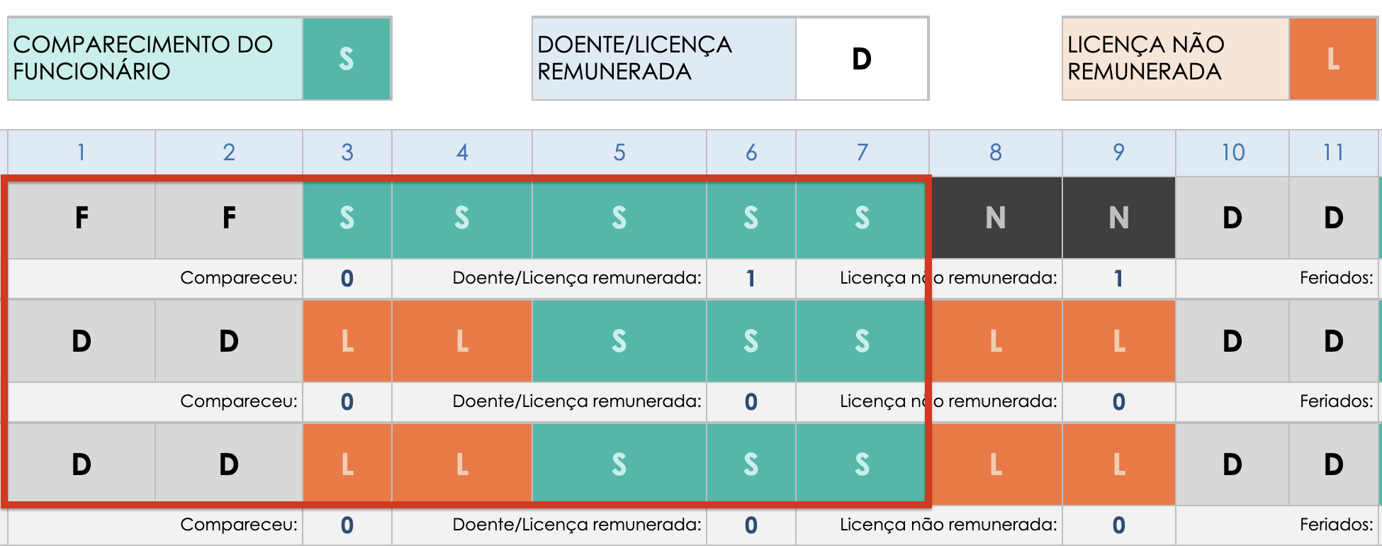 Folha de registro de presença