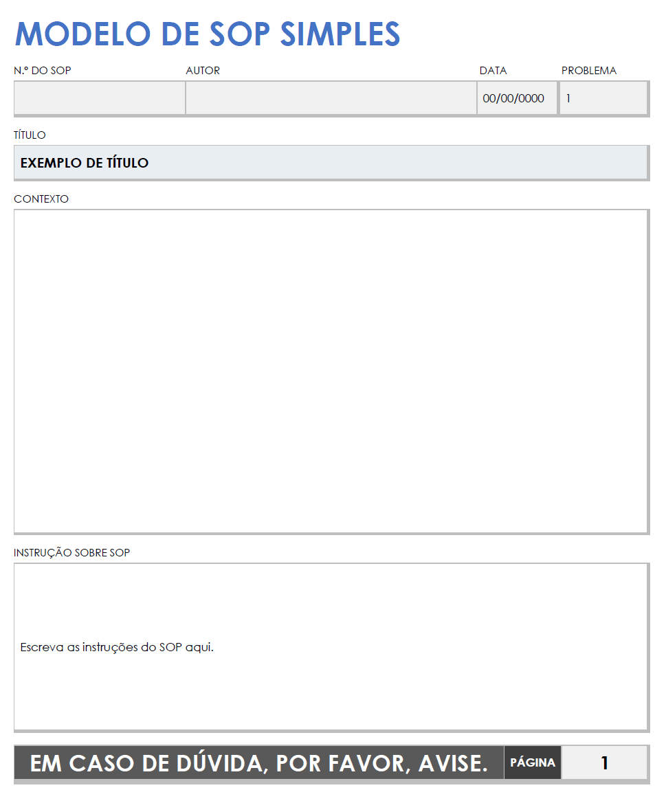 Procedimento operacional padrão SOP simples