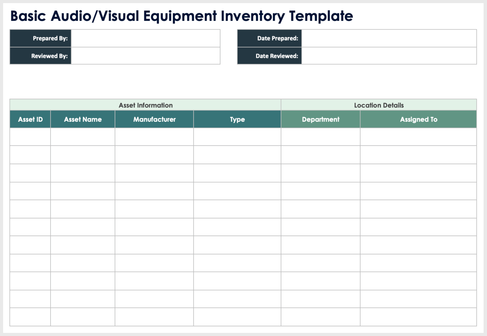 Modelo básico de inventário de equipamentos audiovisuais