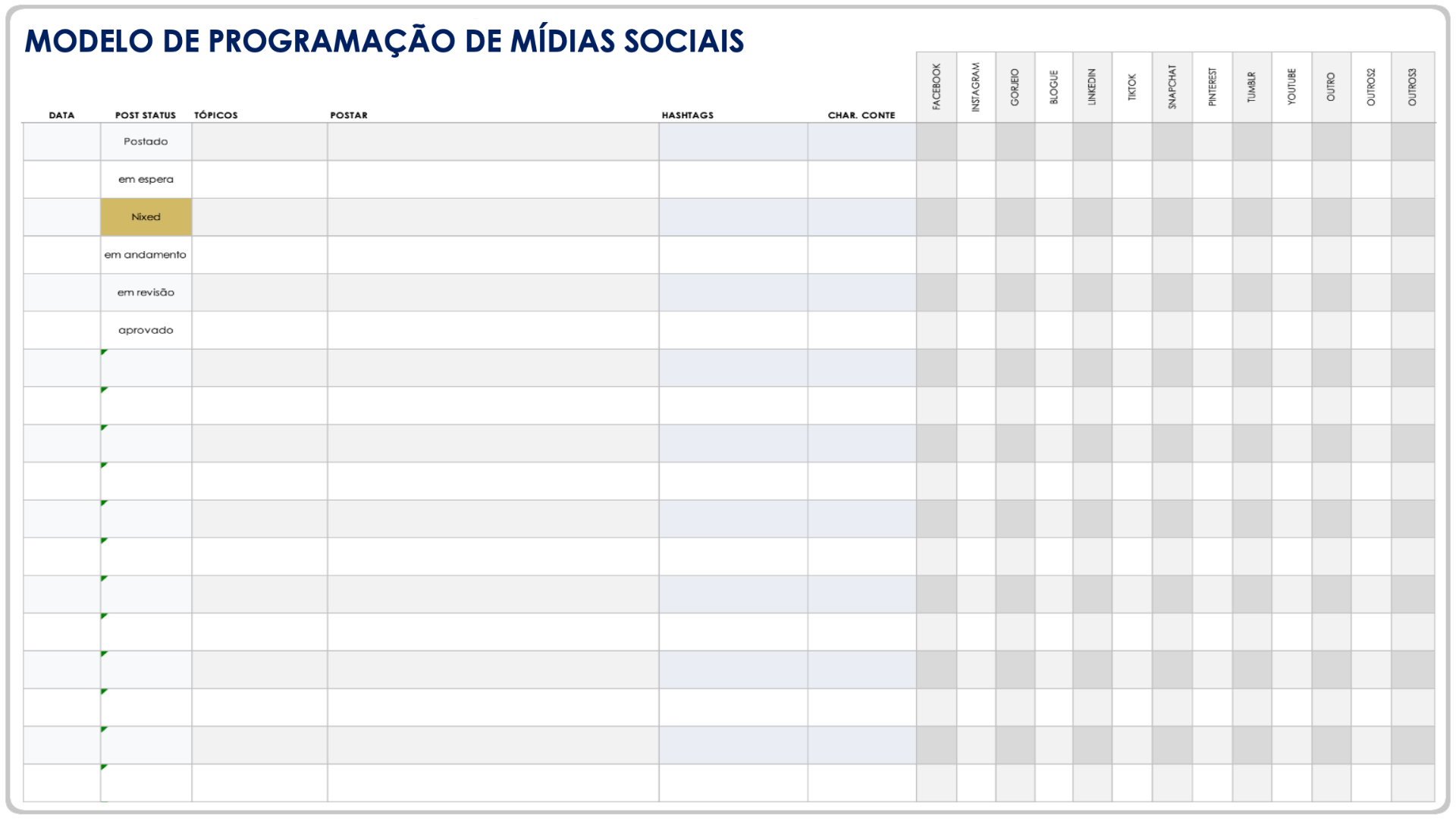  Modelo de agendamento de mídia social