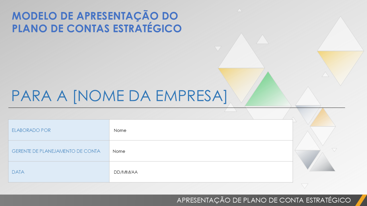  Modelo de apresentação de plano de conta estratégica