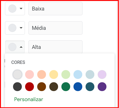  Criar lista de verificação do projeto no Planilhas Google Personalizar cores