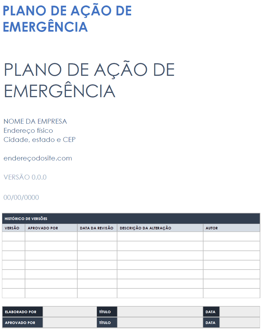  Modelo de Plano de Ação de Emergência