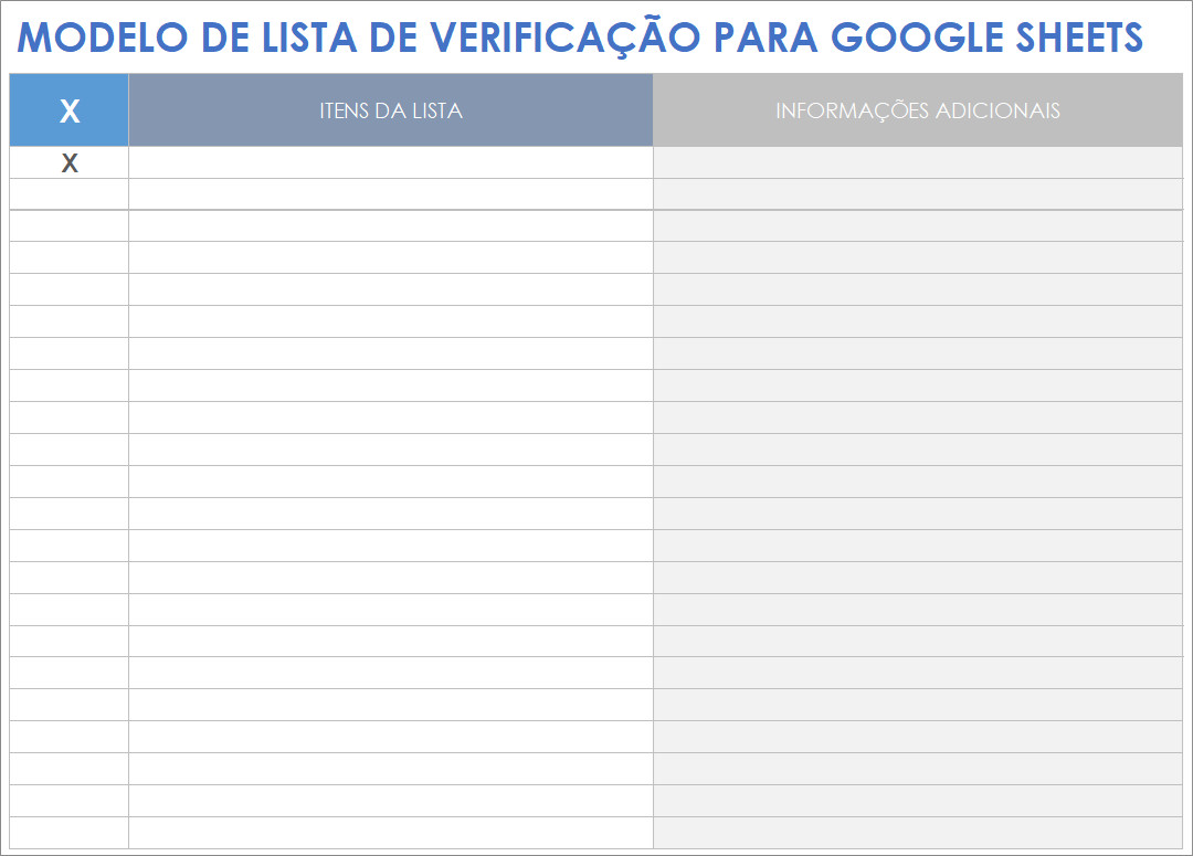  Modelo de lista de verificação do Planilhas Google