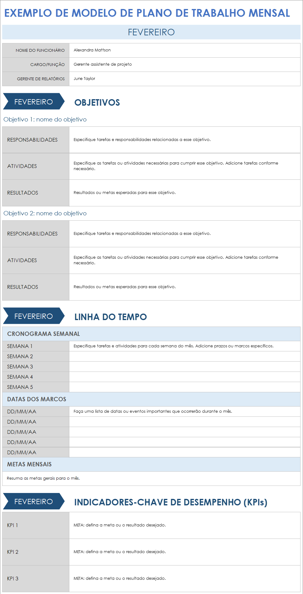  Modelo de plano de trabalho mensal