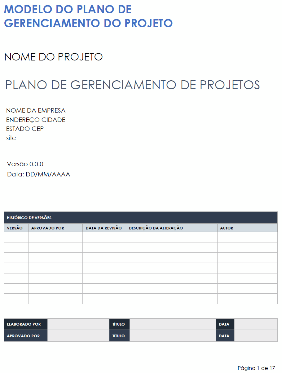  Modelo de Plano de Gerenciamento de Projeto