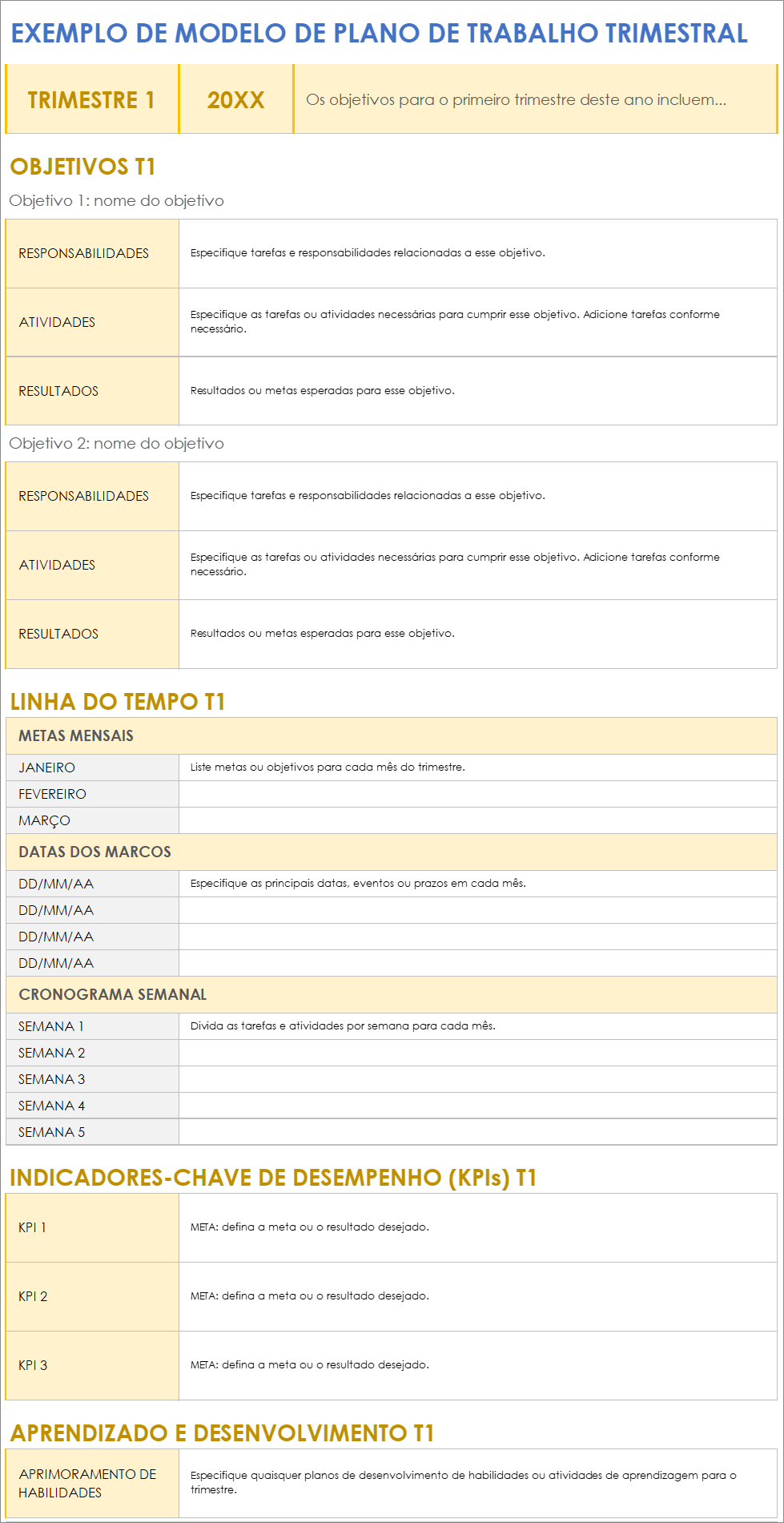  Modelo de Plano de Trabalho Trimestral