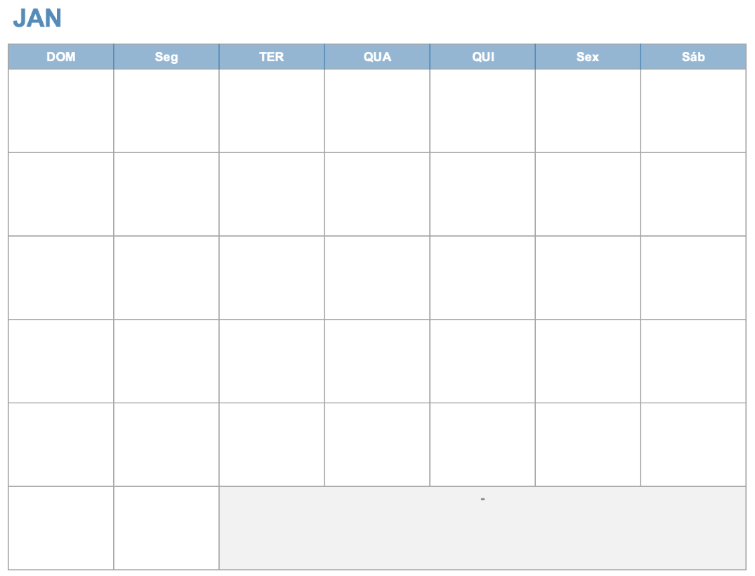  Modelo de calendário de 12 meses para qualquer ano