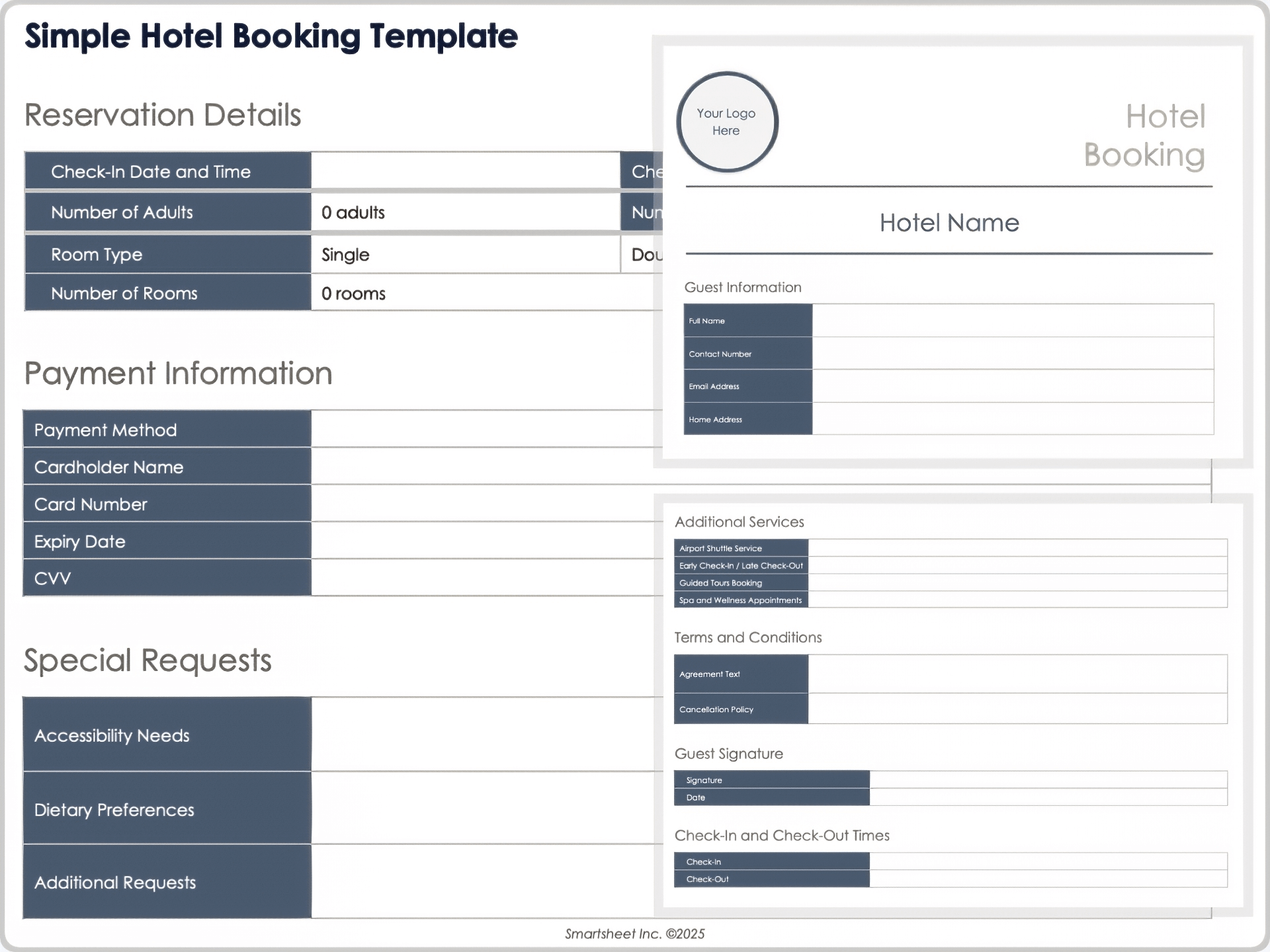Modelo simples de reservas de hotel