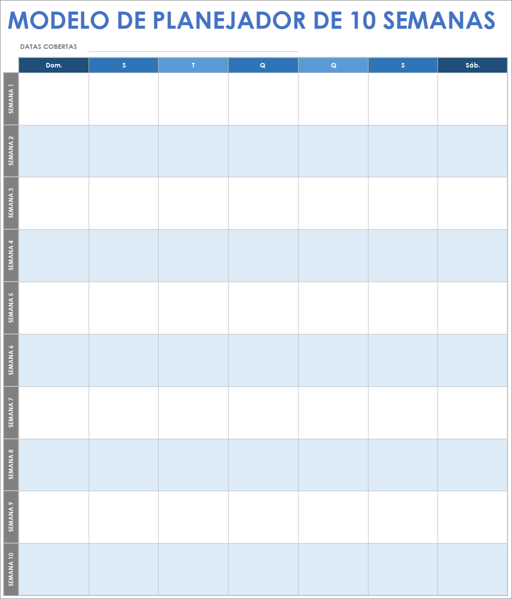  Modelo de planejador de 10 semanas