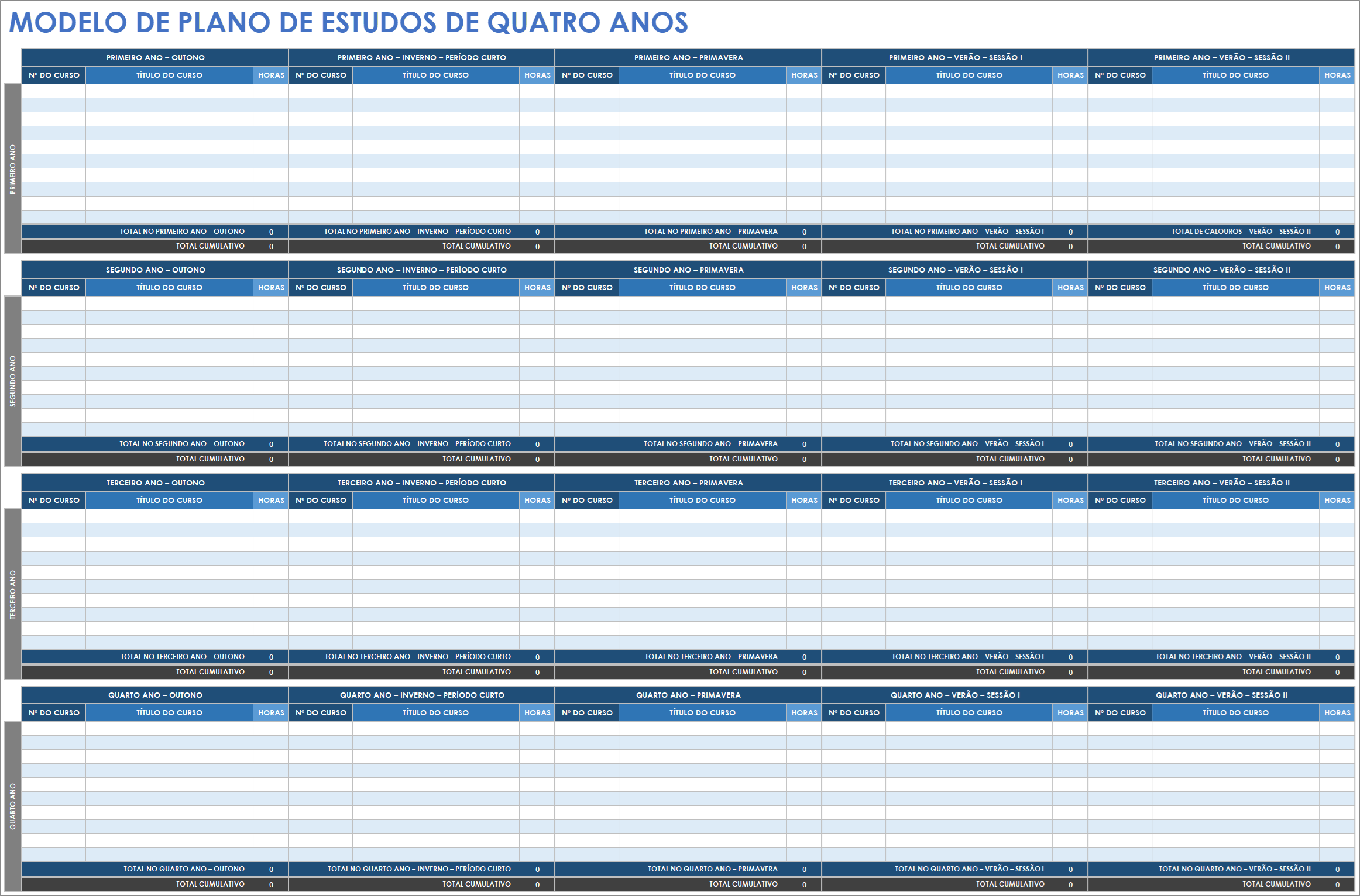  Modelo de plano de estudante de 4 anos