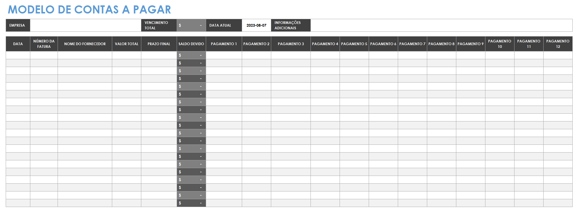  Modelo de contas a pagar