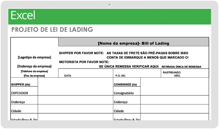  Modelo de conhecimento de embarque