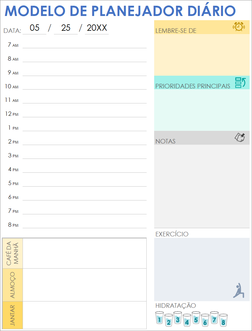 Modelo de planner diário