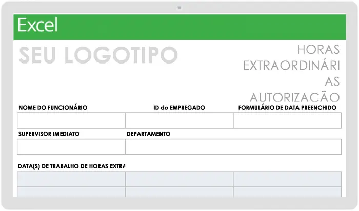 Modelo de formulário de autorização de horas extras