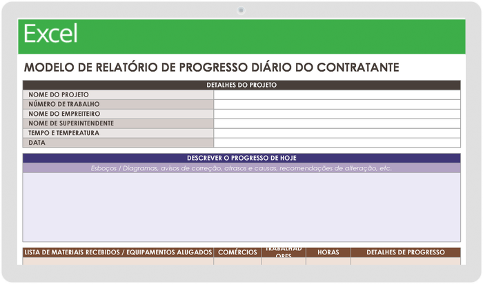  Modelo de Relatório de Progresso Diário do Contratante
