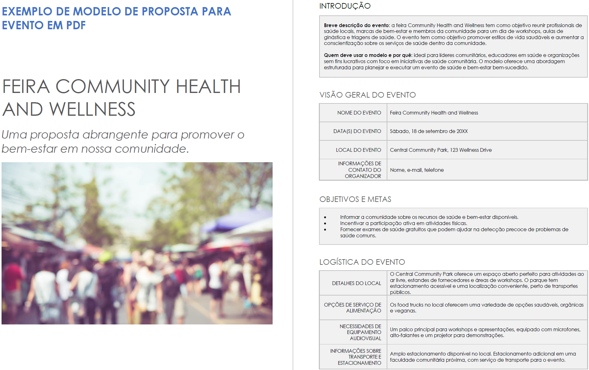 Exemplo de modelo de proposta de evento em PDF