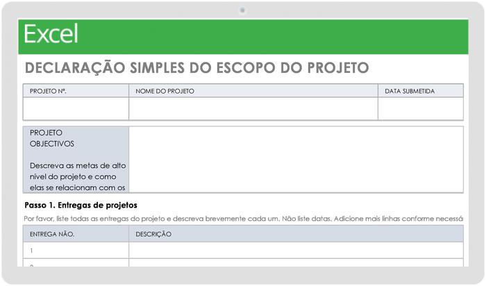  Modelo de declaração de escopo de projeto simples