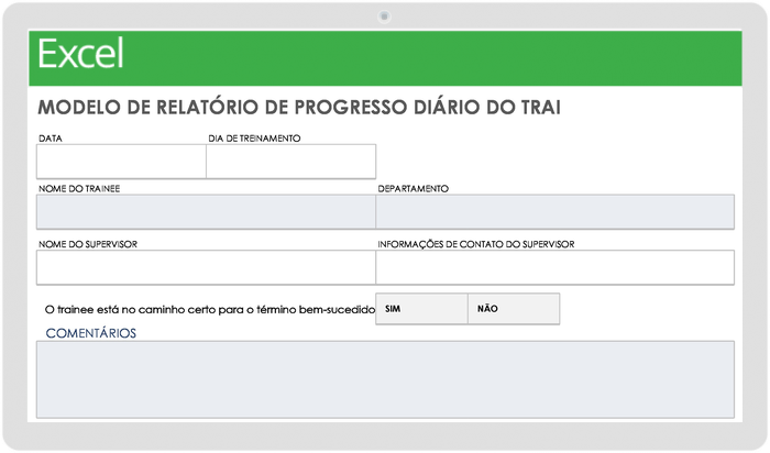  Modelo de Relatório de Progresso Diário do Trainee