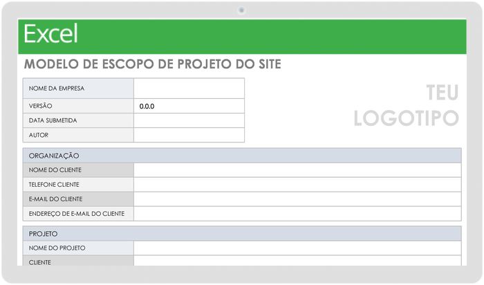  Modelo de escopo do projeto do site