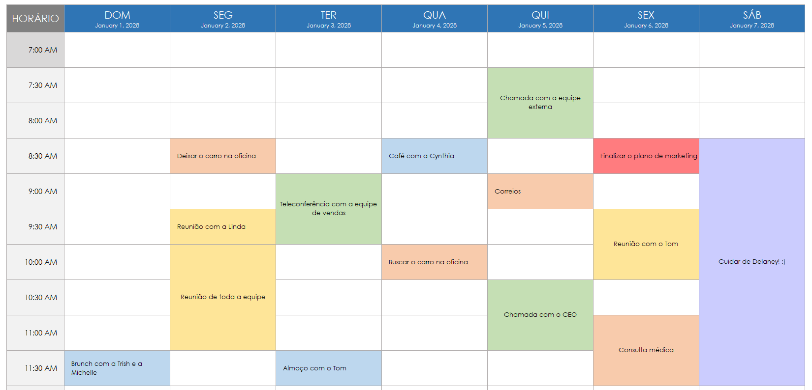  agendar com cor