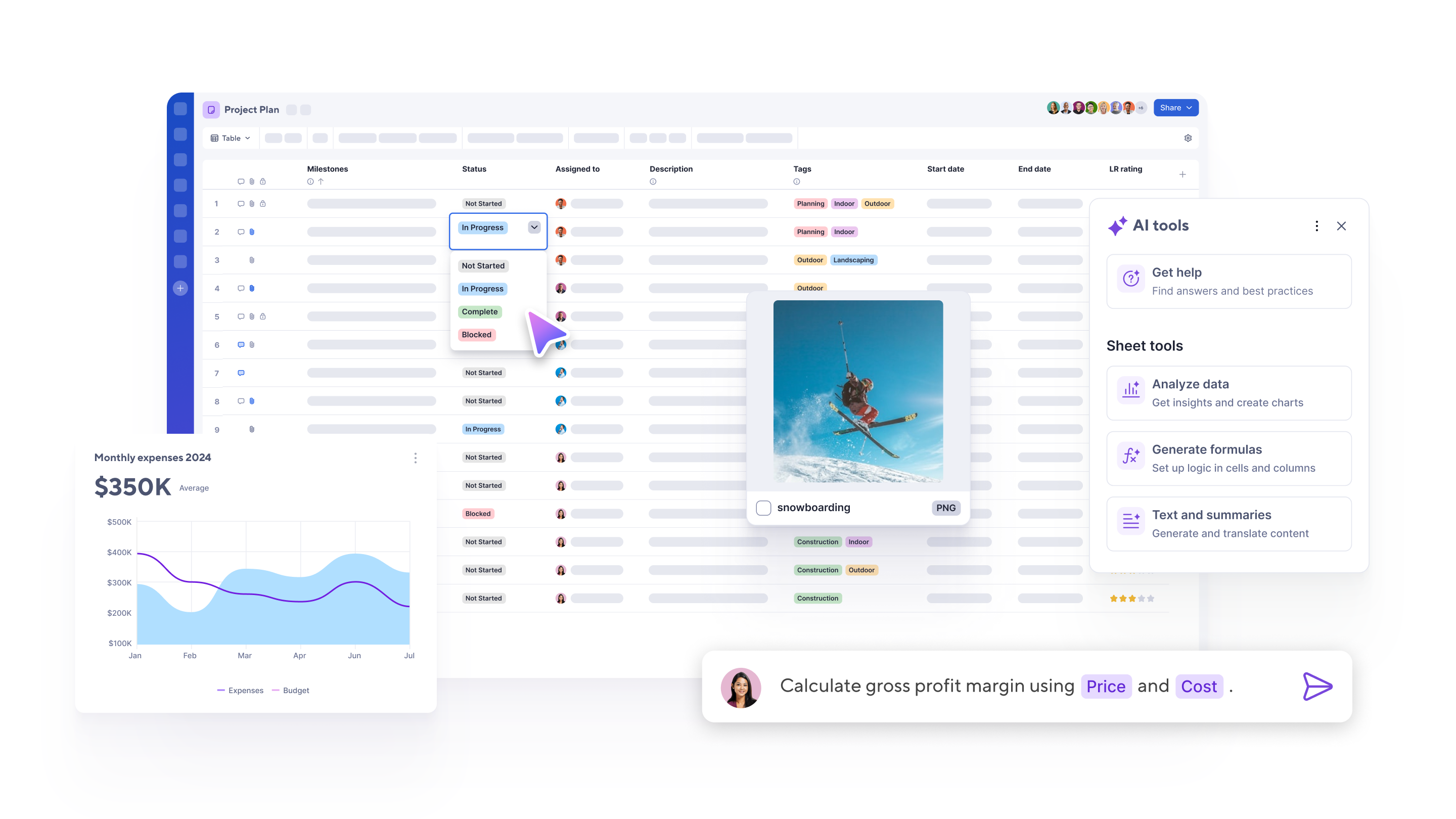 Smartsheet Table view with AI