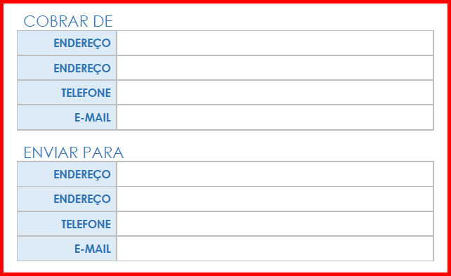Inserir informações de envio e cobrança na ordem de compra em Microsoft Word
