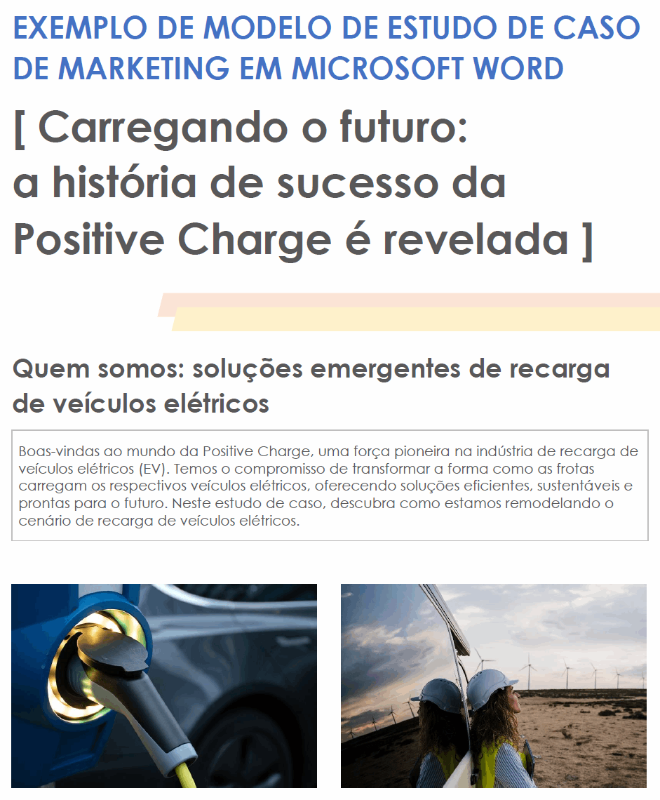 Modelo de exemplo de estudo de caso de marketing