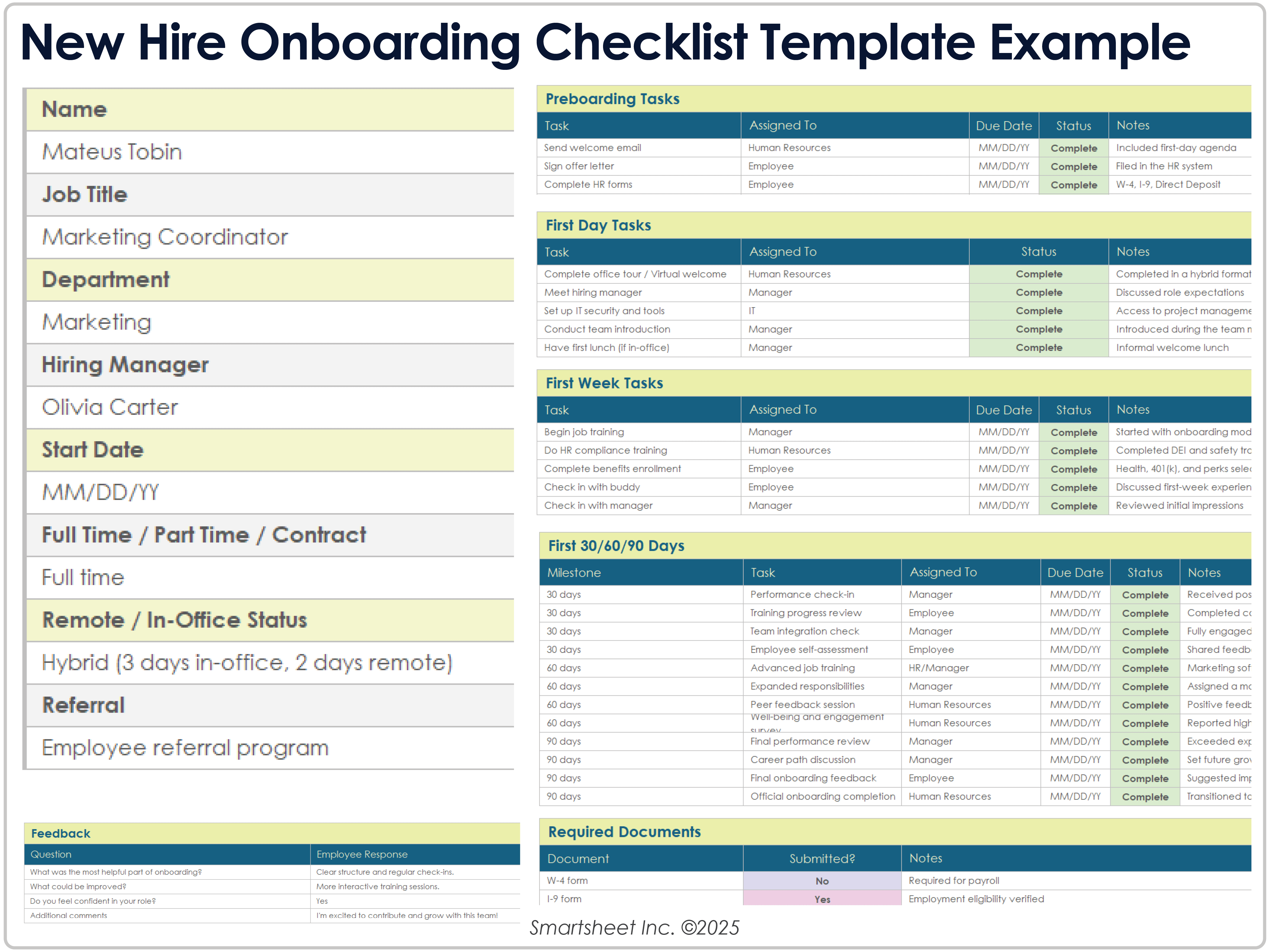 Modelo de Lista de Verificação para Integração de Novos Contratados 8779 Exemplo