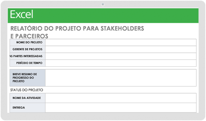 Modelo de Relatório de Projeto para Stakeholders e Parceiros