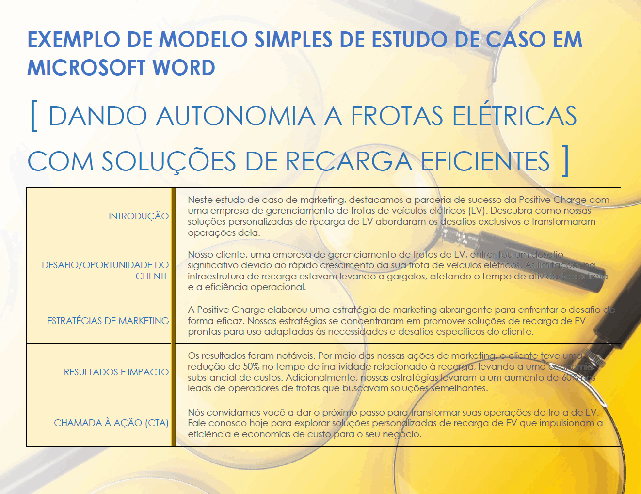 Modelo de exemplo de estudo de caso simples