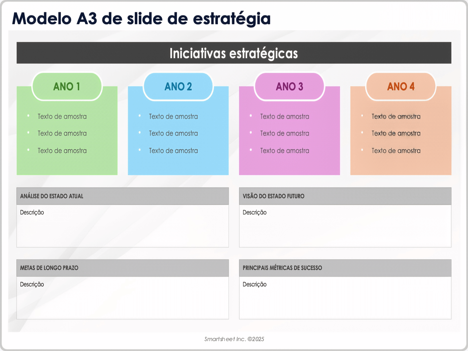 Modelo de slide A3 de estratégia