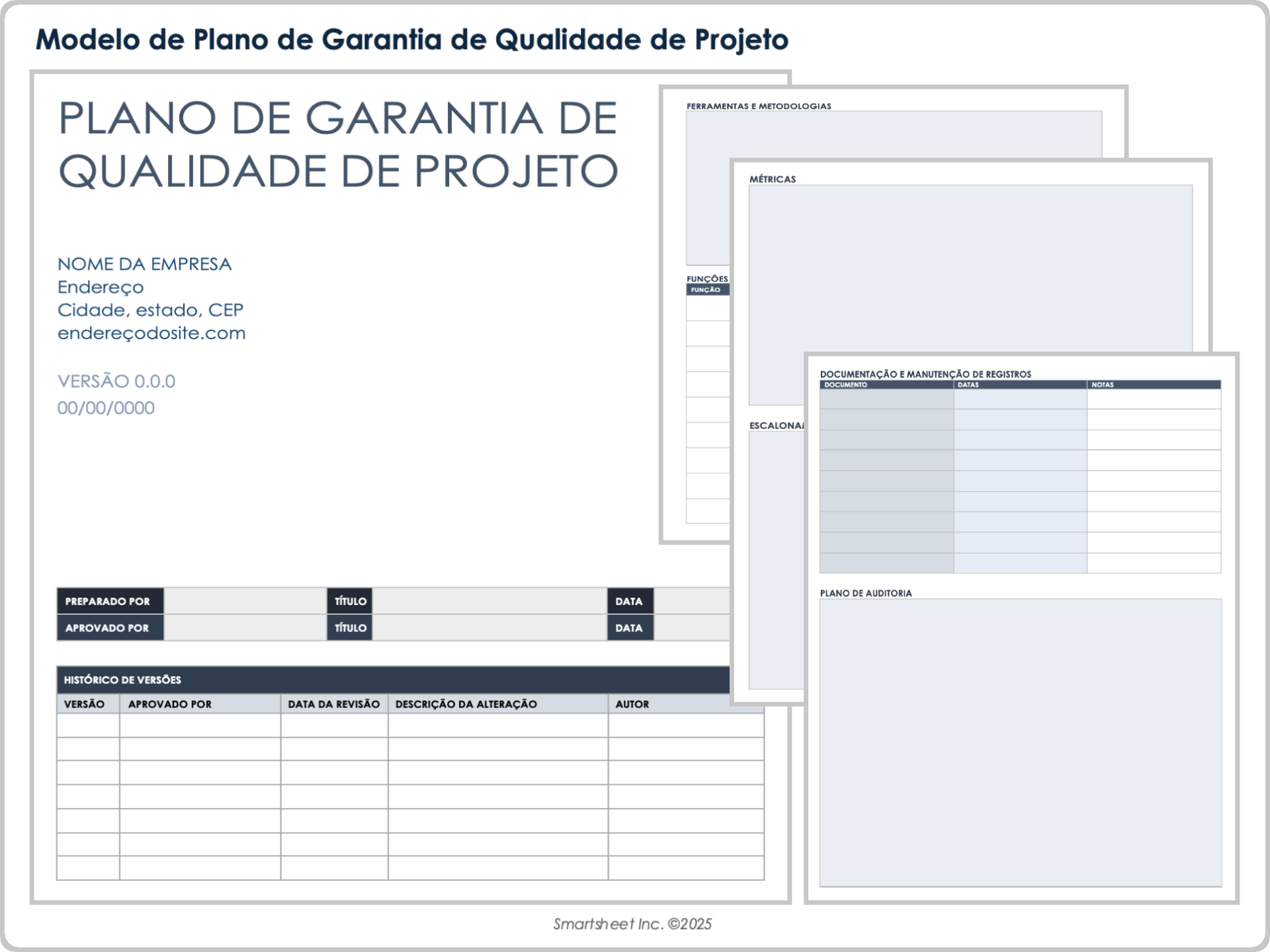 Modelo de plano de garantia de qualidade do projeto